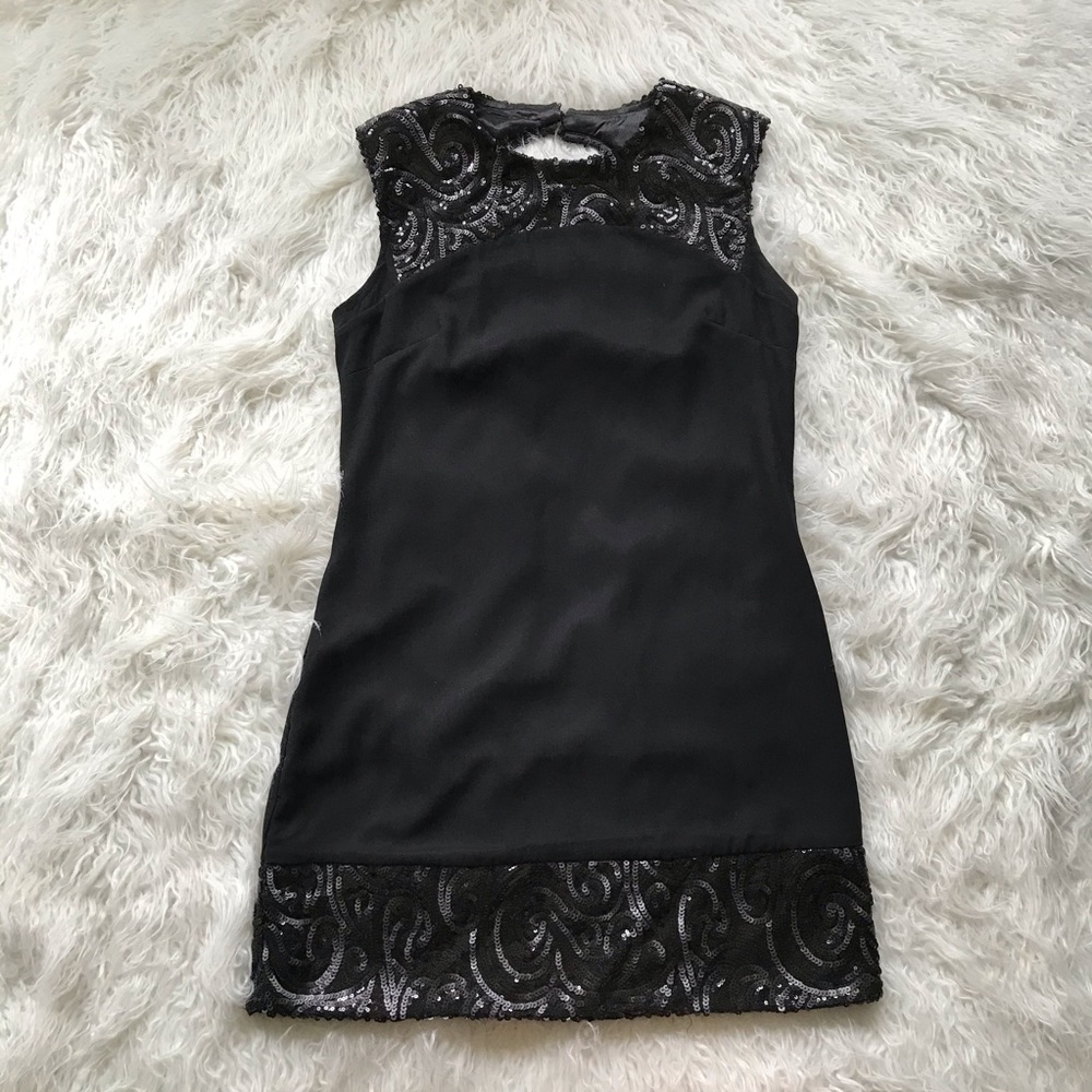 LITTLE MISTRESS LONDON BLACK‎ SEQUIN SHEATH DRESS